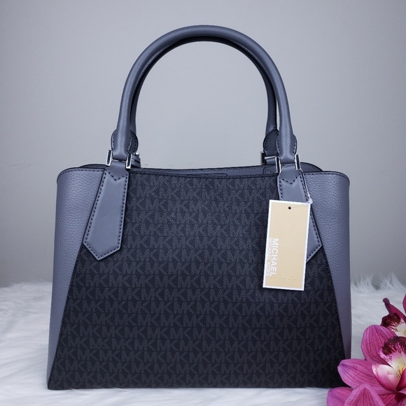🌺NWT Michael Kors LG Kimberly Satchel Black grey - Picture 4 of 8